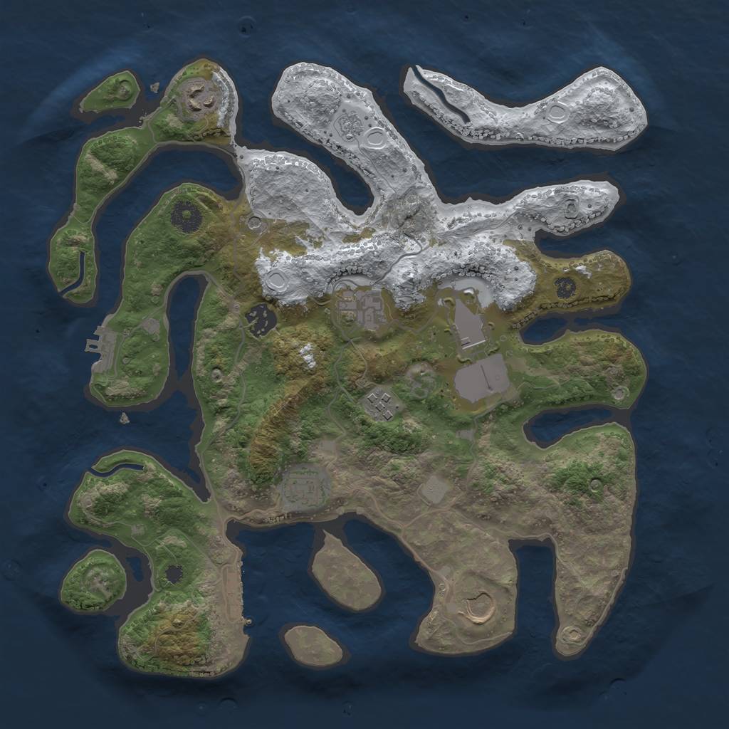 Rust Map: Procedural Map, Size: 3500, Seed: 4656927, 16 Monuments