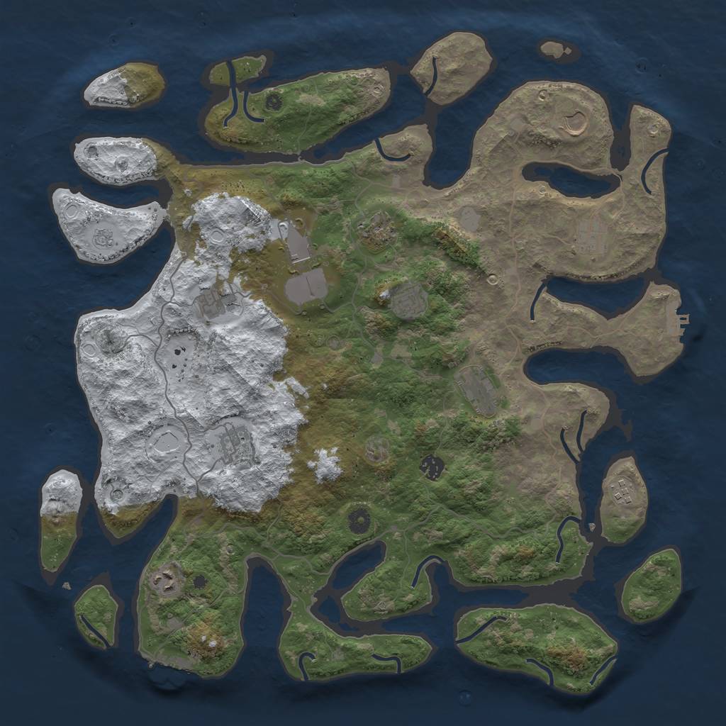 Rust Map: Procedural Map, Size: 4500, Seed: 4955883, 20 Monuments