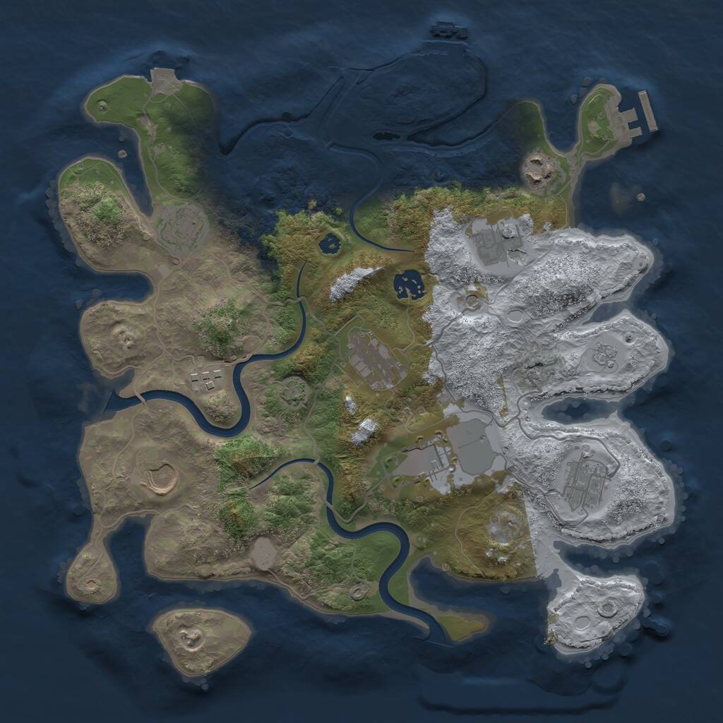 Rust Map: Procedural Map, Size: 3500, Seed: 3654, 15 Monuments