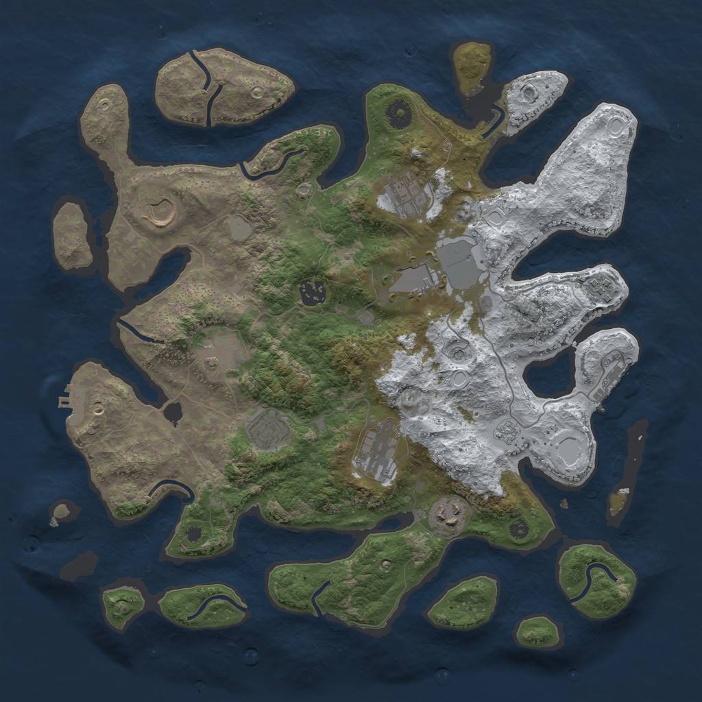 Rust Map: Procedural Map, Size: 3800, Seed: 1408070, 18 Monuments