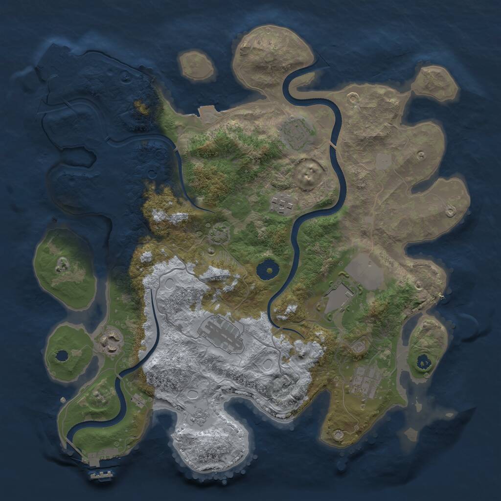 Rust Map: Procedural Map, Size: 3500, Seed: 5956057, 12 Monuments