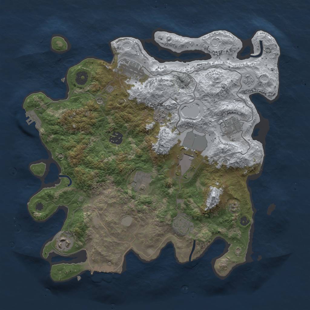 Rust Map: Procedural Map, Size: 3500, Seed: 3109642, 17 Monuments
