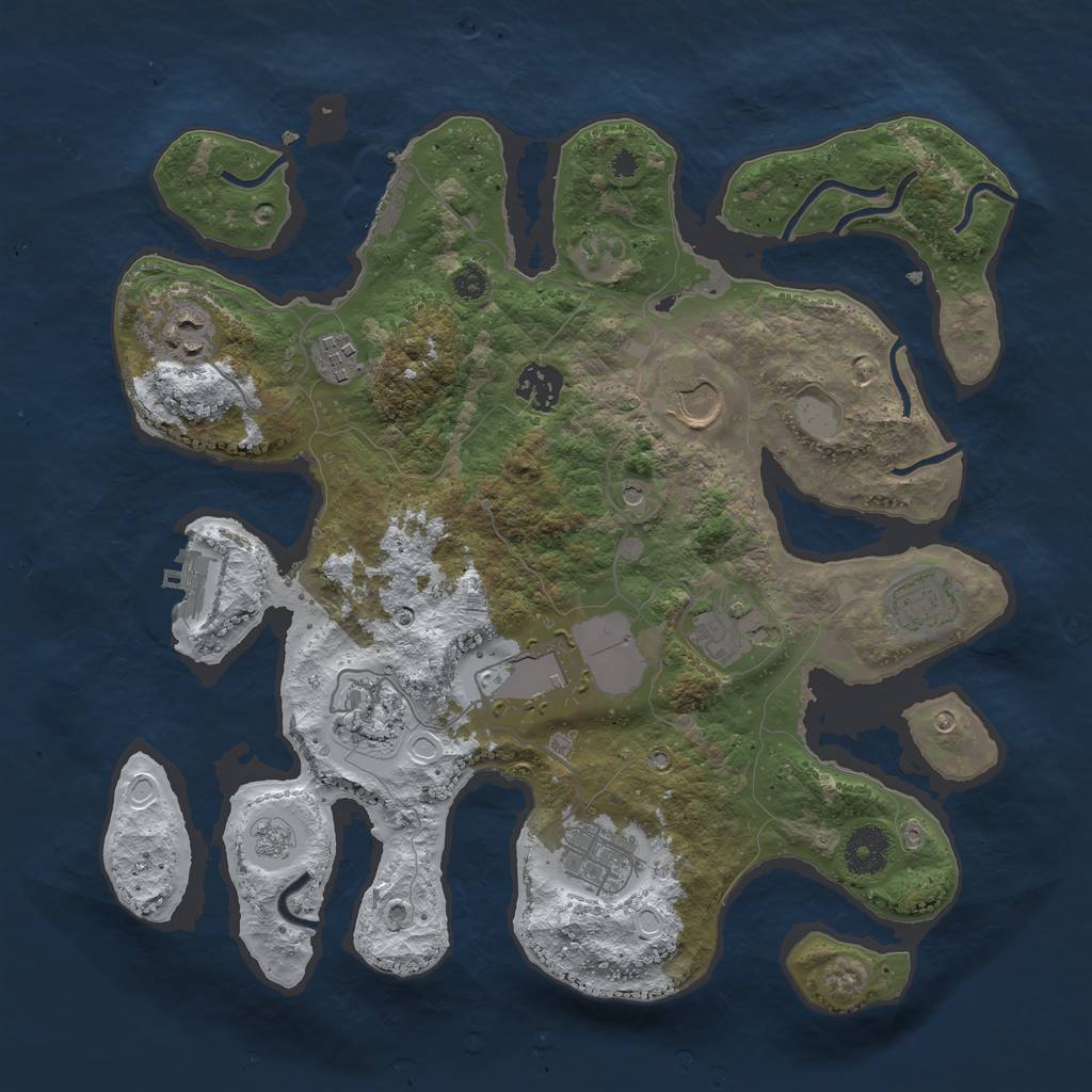 Rust Map: Procedural Map, Size: 3500, Seed: 1130758, 18 Monuments