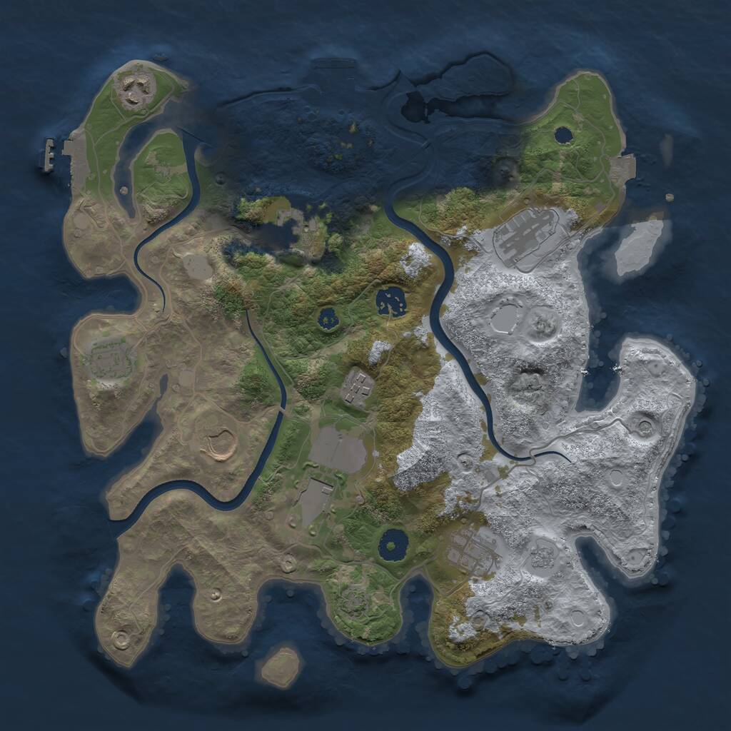 Rust Map: Procedural Map, Size: 3500, Seed: 4568430, 15 Monuments
