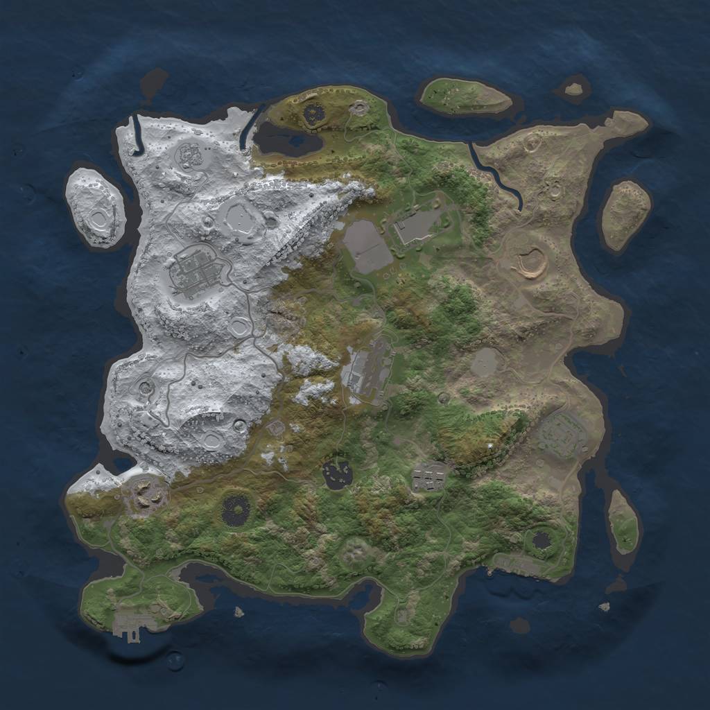 Rust Map: Procedural Map, Size: 3500, Seed: 2355, 17 Monuments