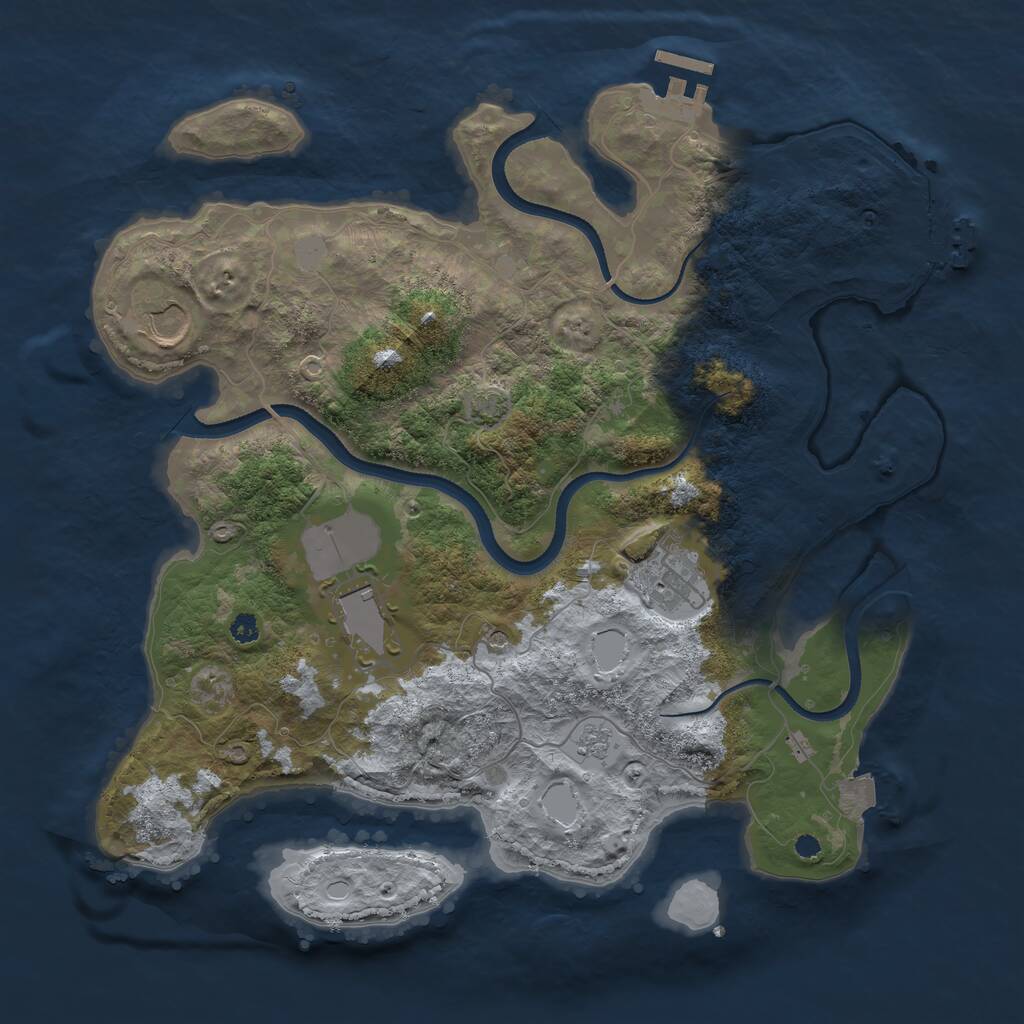 Rust Map: Procedural Map, Size: 3500, Seed: 5971274, 9 Monuments