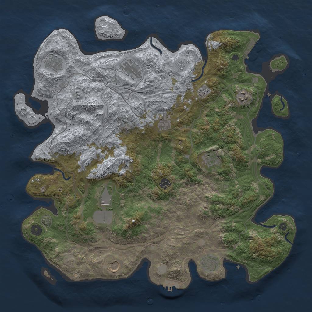 Rust Map: Procedural Map, Size: 4250, Seed: 7777, 18 Monuments