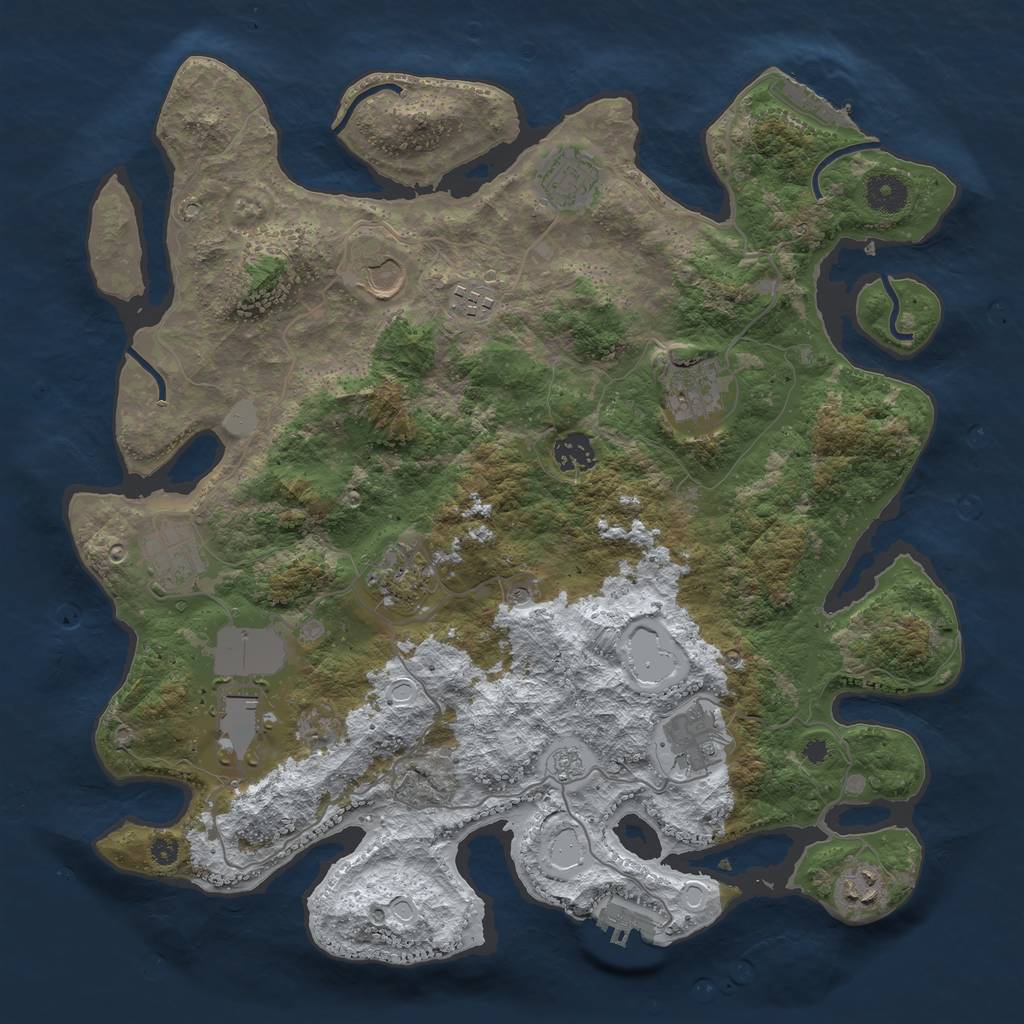 Rust Map: Procedural Map, Size: 3800, Seed: 2961108, 19 Monuments