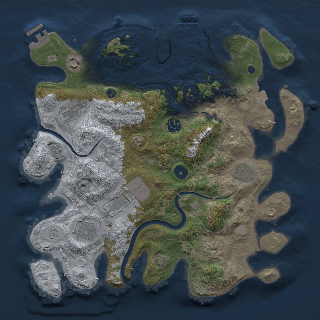 Rust Map: Procedural Map, Size: 3500, Seed: 2468, 14 Monuments
