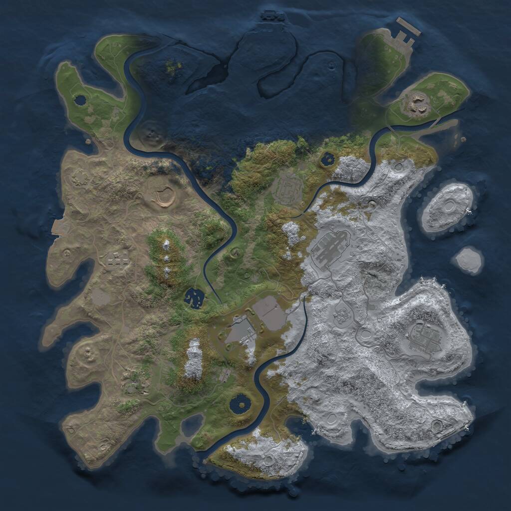 Rust Map: Procedural Map, Size: 3800, Seed: 918676, 15 Monuments