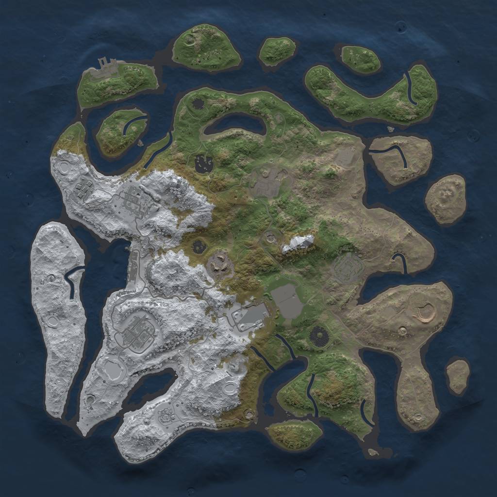 Rust Map: Procedural Map, Size: 3800, Seed: 5504564, 18 Monuments