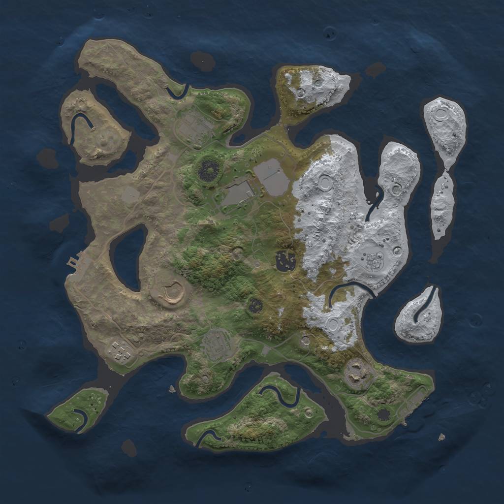 Rust Map: Procedural Map, Size: 3500, Seed: 1151709, 16 Monuments