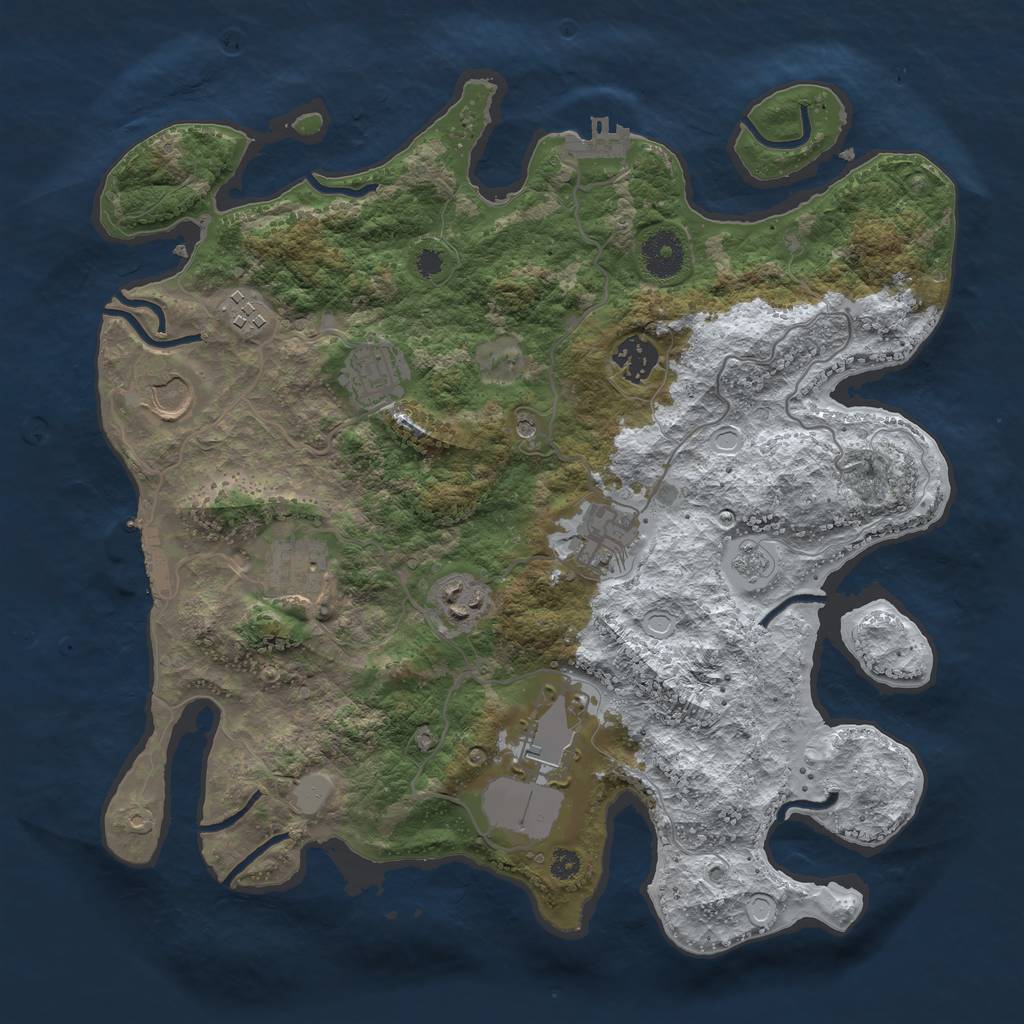 Rust Map: Procedural Map, Size: 3500, Seed: 1847456012, 17 Monuments