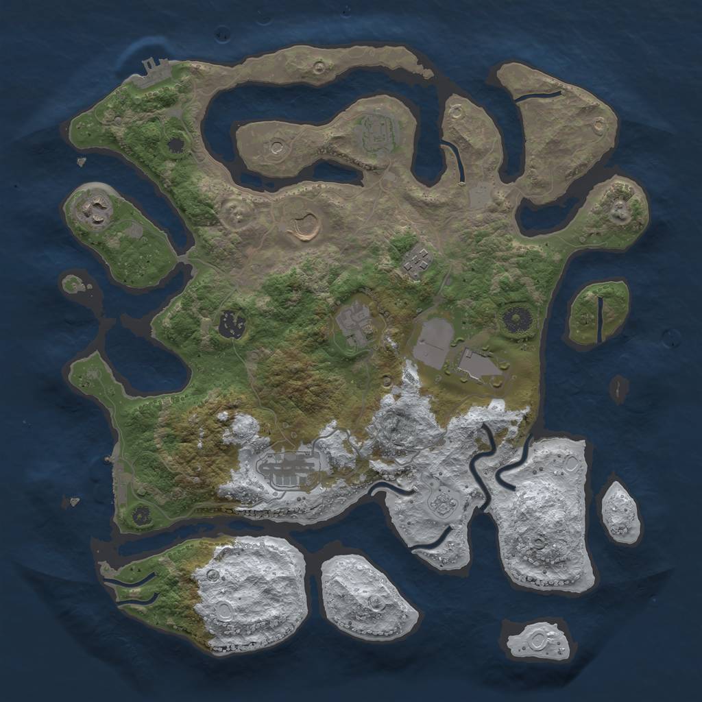 Rust Map: Procedural Map, Size: 3800, Seed: 1104988, 17 Monuments