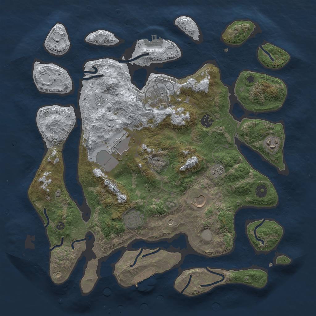 Rust Map: Procedural Map, Size: 3800, Seed: 3426185, 16 Monuments