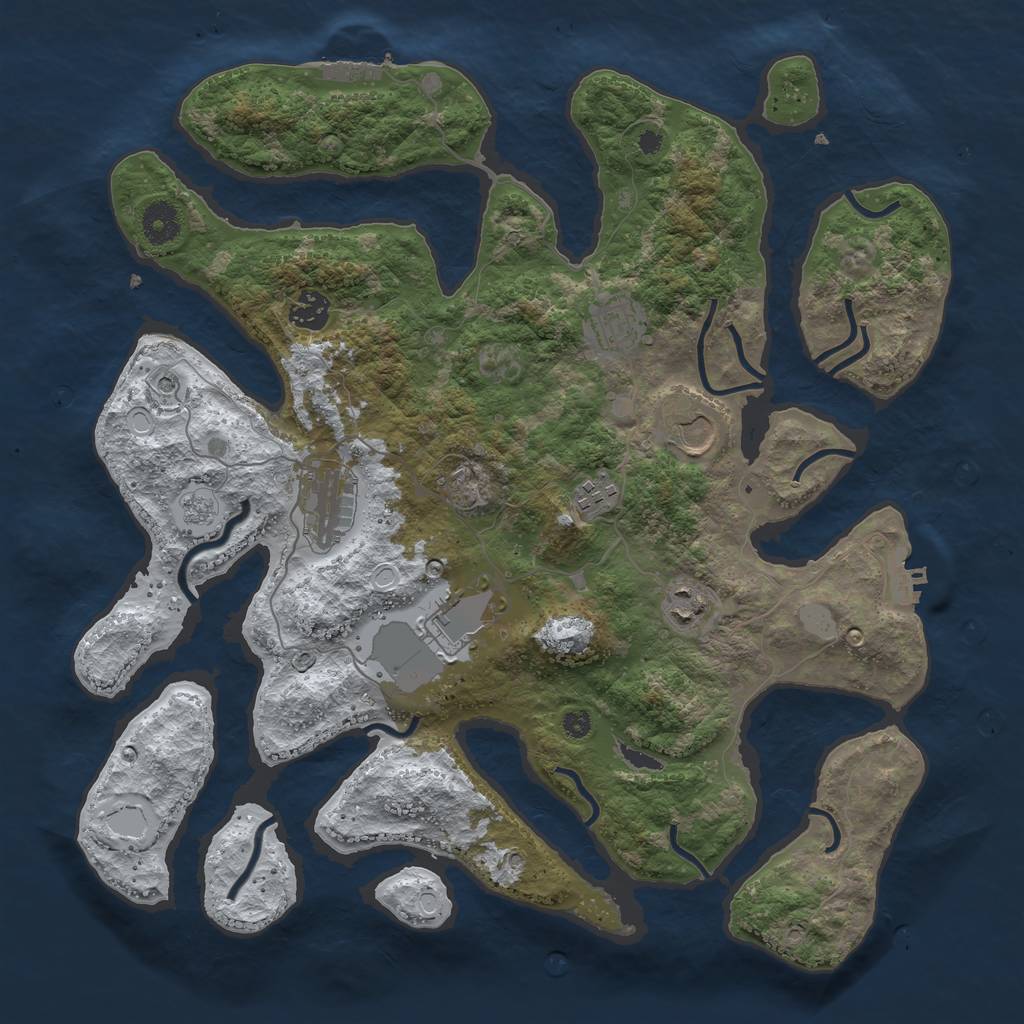 Rust Map: Procedural Map, Size: 3800, Seed: 943335, 16 Monuments