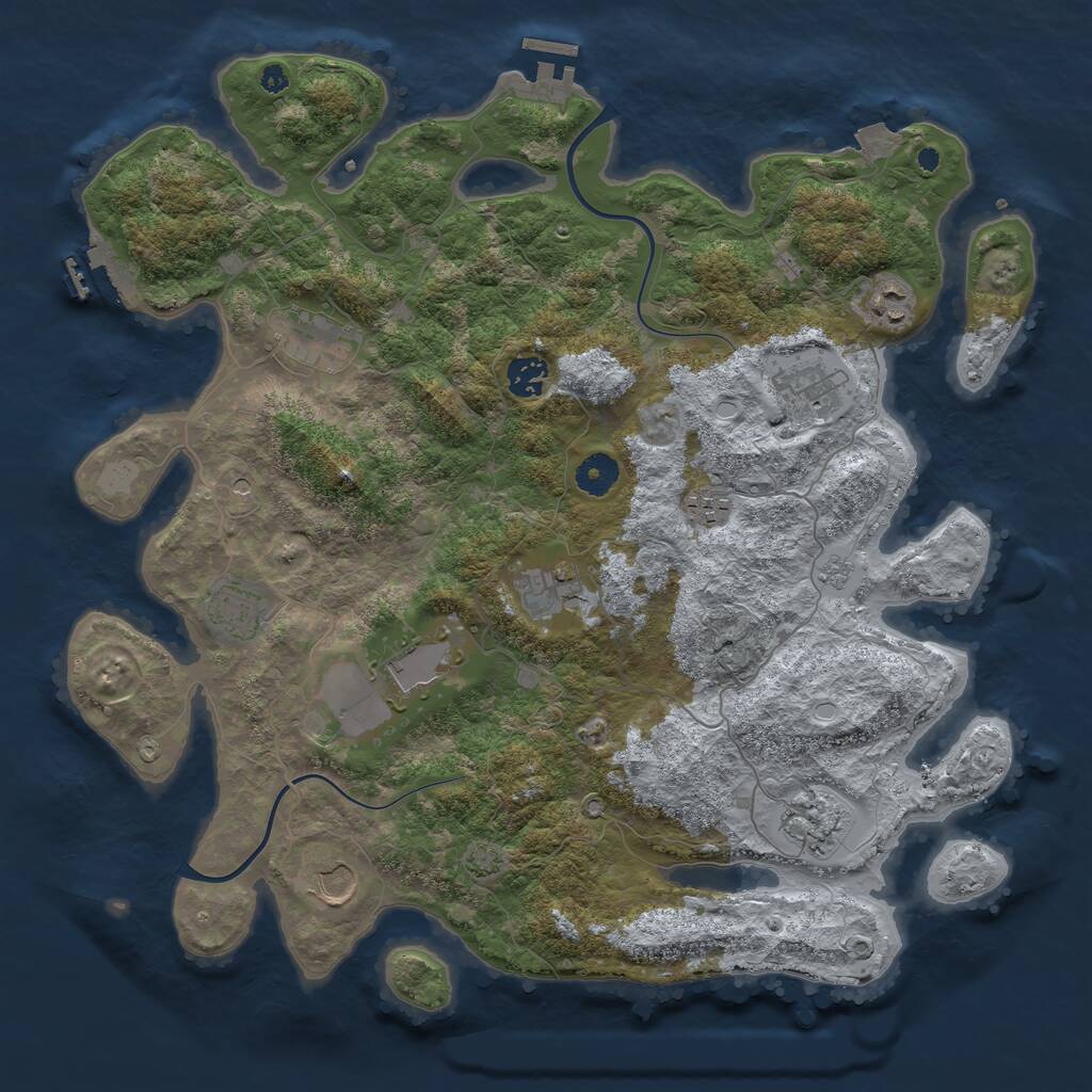 Rust Map: Procedural Map, Size: 3950, Seed: 1058600616, 16 Monuments