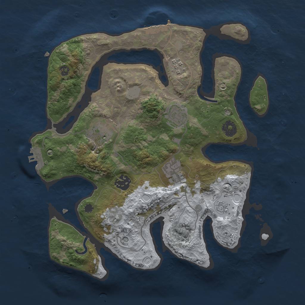Rust Map: Procedural Map, Size: 3000, Seed: 1671478853, 14 Monuments
