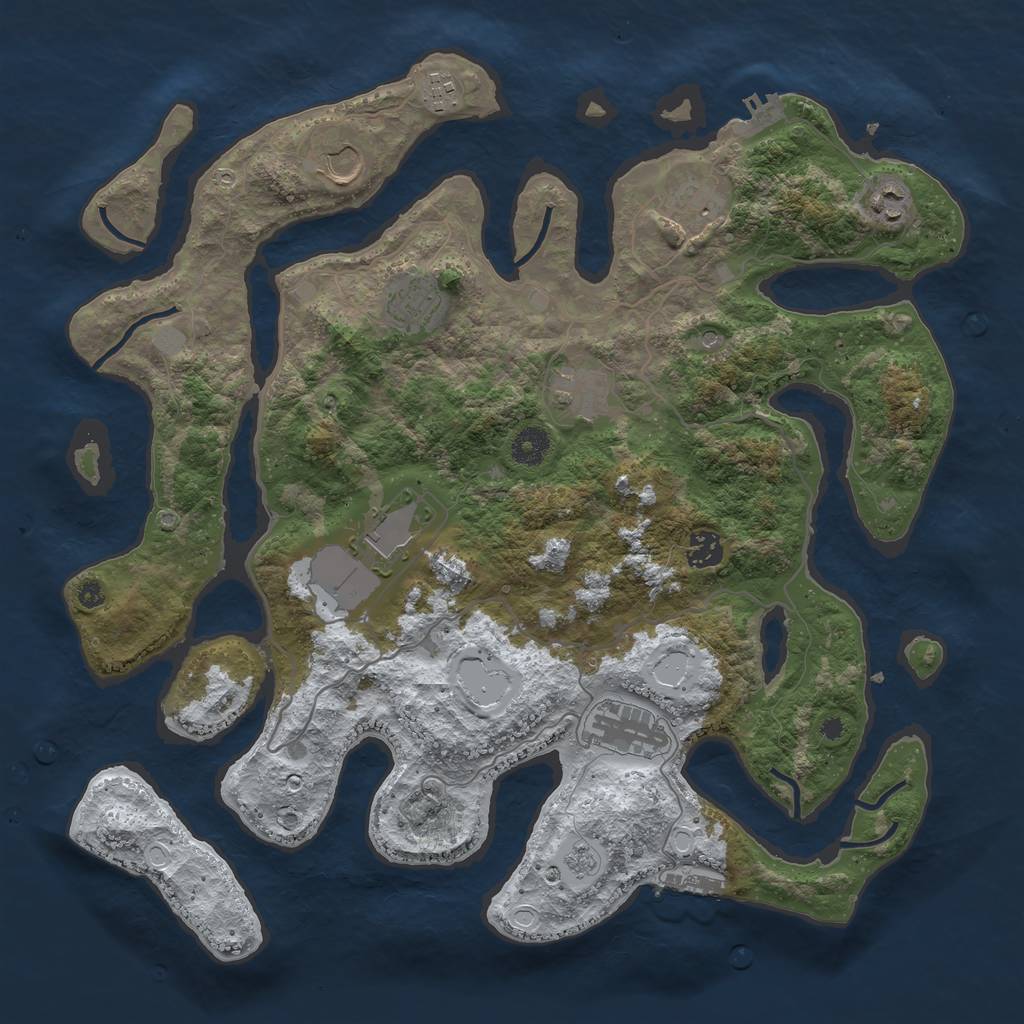 Rust Map: Procedural Map, Size: 4000, Seed: 1341711435, 18 Monuments