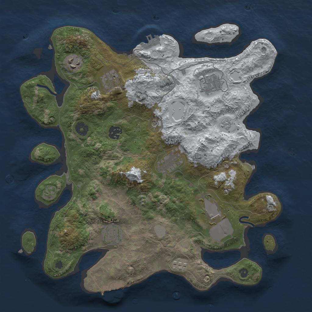 Rust Map: Procedural Map, Size: 3500, Seed: 439174, 17 Monuments