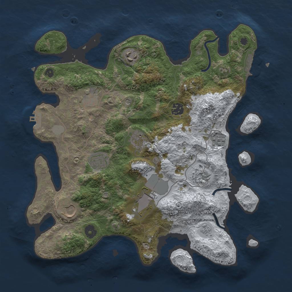 Rust Map: Procedural Map, Size: 3500, Seed: 2810356, 18 Monuments