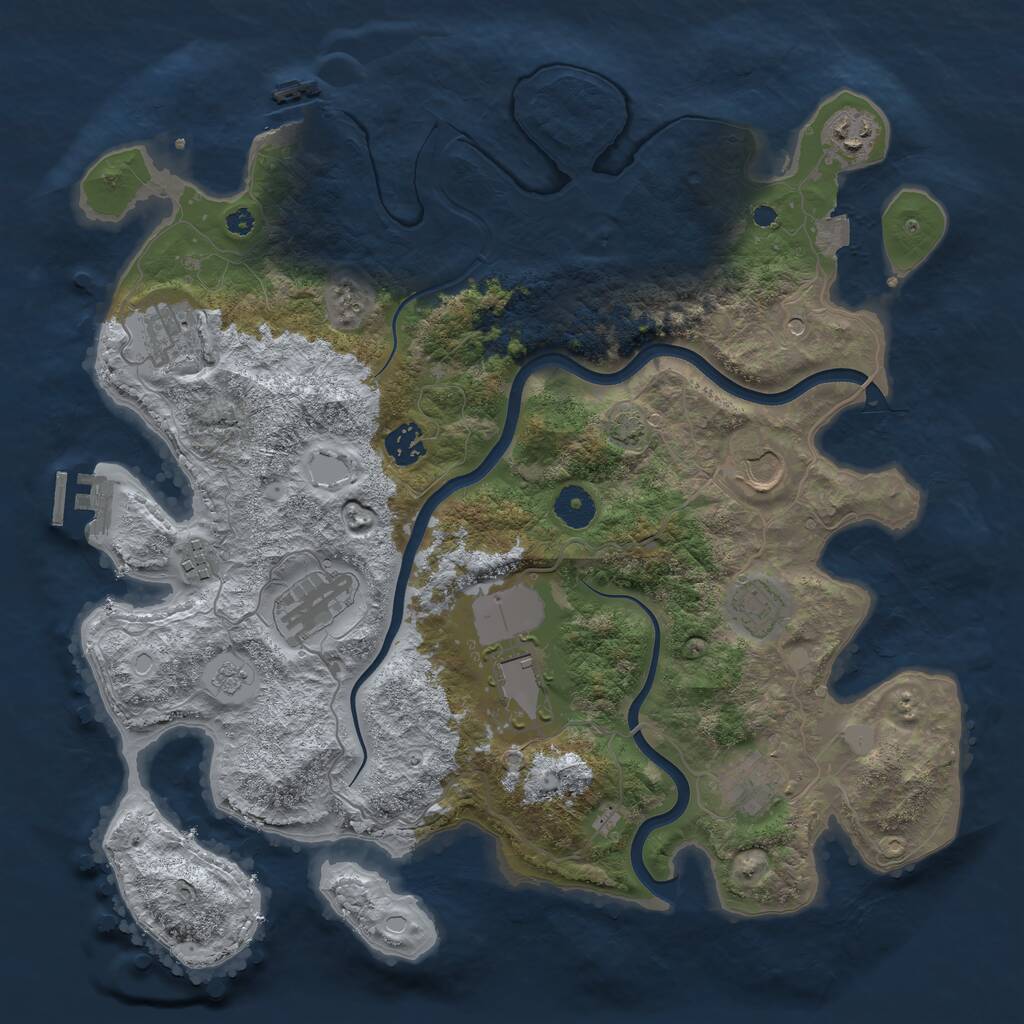 Rust Map: Procedural Map, Size: 3800, Seed: 1497349, 15 Monuments