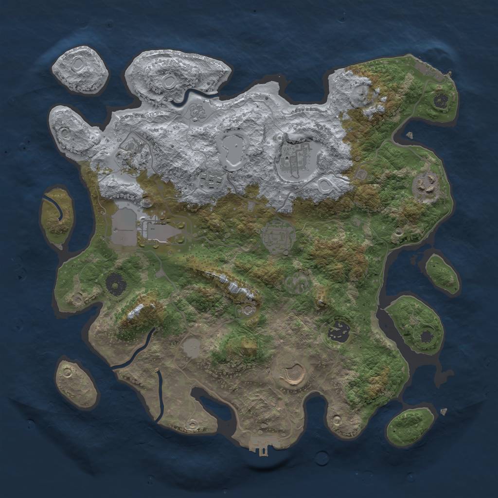 Rust Map: Procedural Map, Size: 3500, Seed: 732052895, 17 Monuments