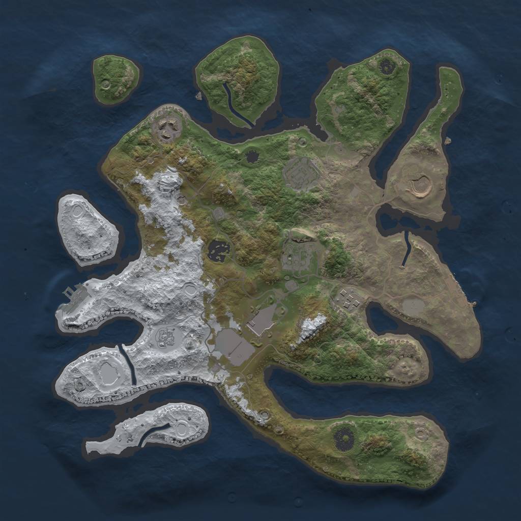 Rust Map: Procedural Map, Size: 3500, Seed: 683267, 16 Monuments