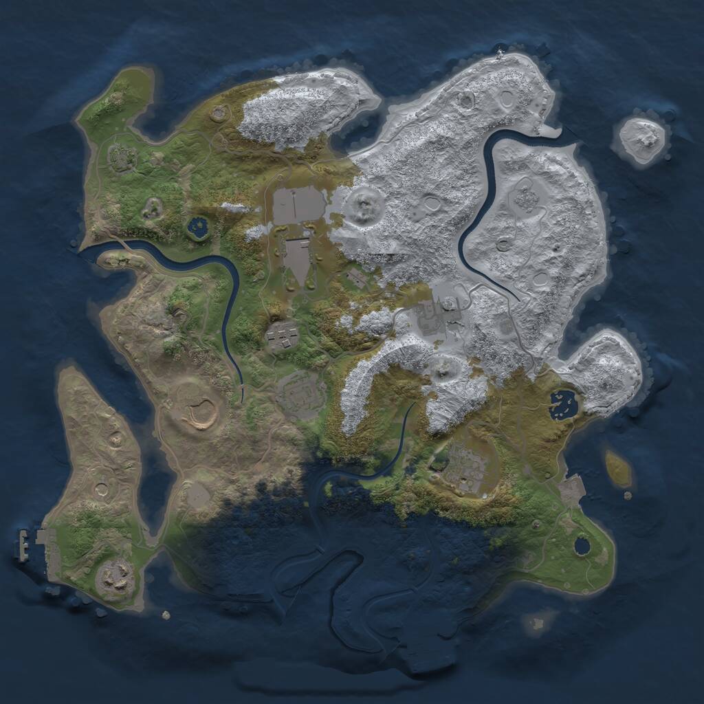 Rust Map: Procedural Map, Size: 3500, Seed: 3016316, 14 Monuments