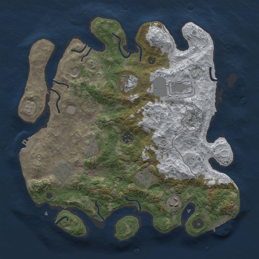 Rust Map: Procedural Map, Size: 3500, Seed: 6737626, 18 Monuments