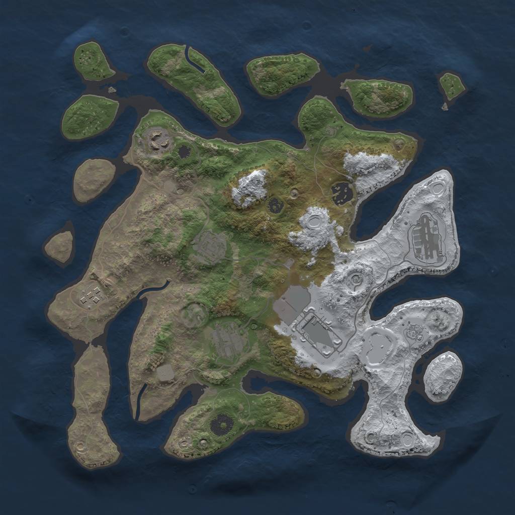 Rust Map: Procedural Map, Size: 3500, Seed: 4568913, 14 Monuments