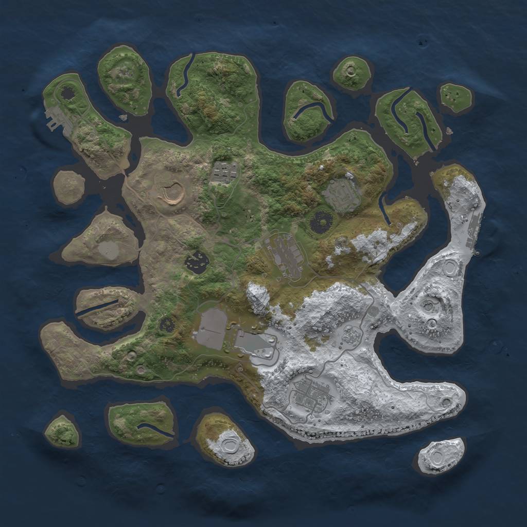 Rust Map: Procedural Map, Size: 3500, Seed: 5362655, 16 Monuments