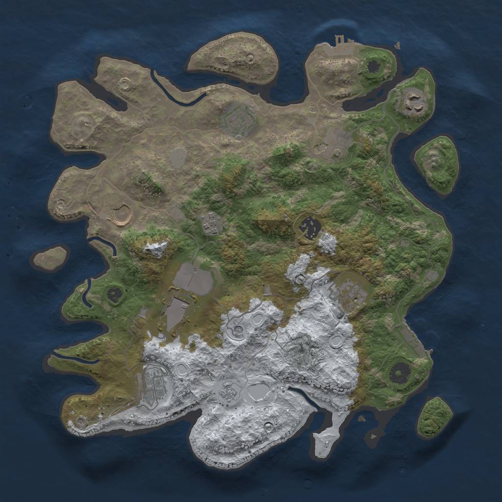 Rust Map: Procedural Map, Size: 3500, Seed: 6052692, 18 Monuments