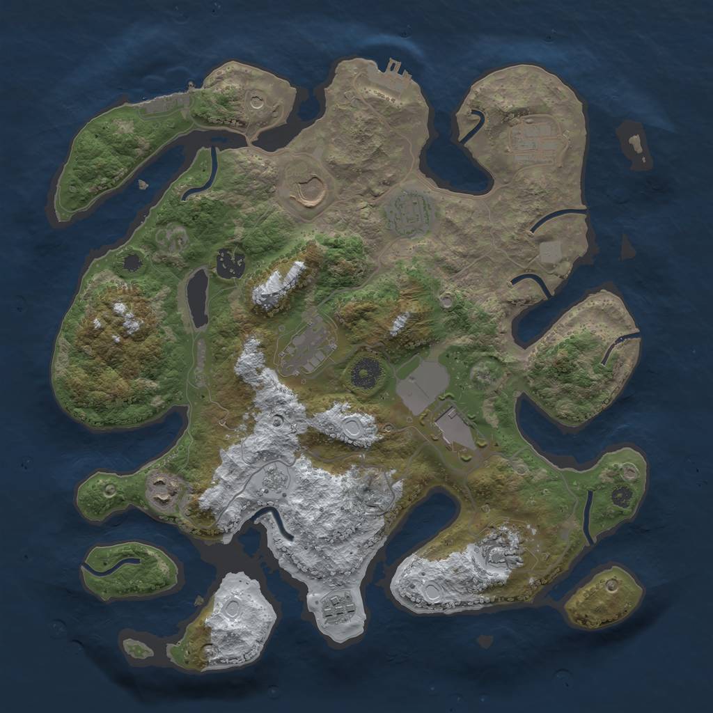 Rust Map: Procedural Map, Size: 3500, Seed: 803533451, 18 Monuments