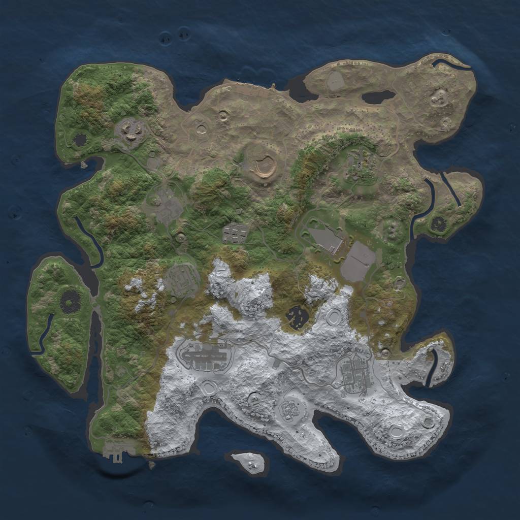 Rust Map: Procedural Map, Size: 3500, Seed: 1267997, 19 Monuments