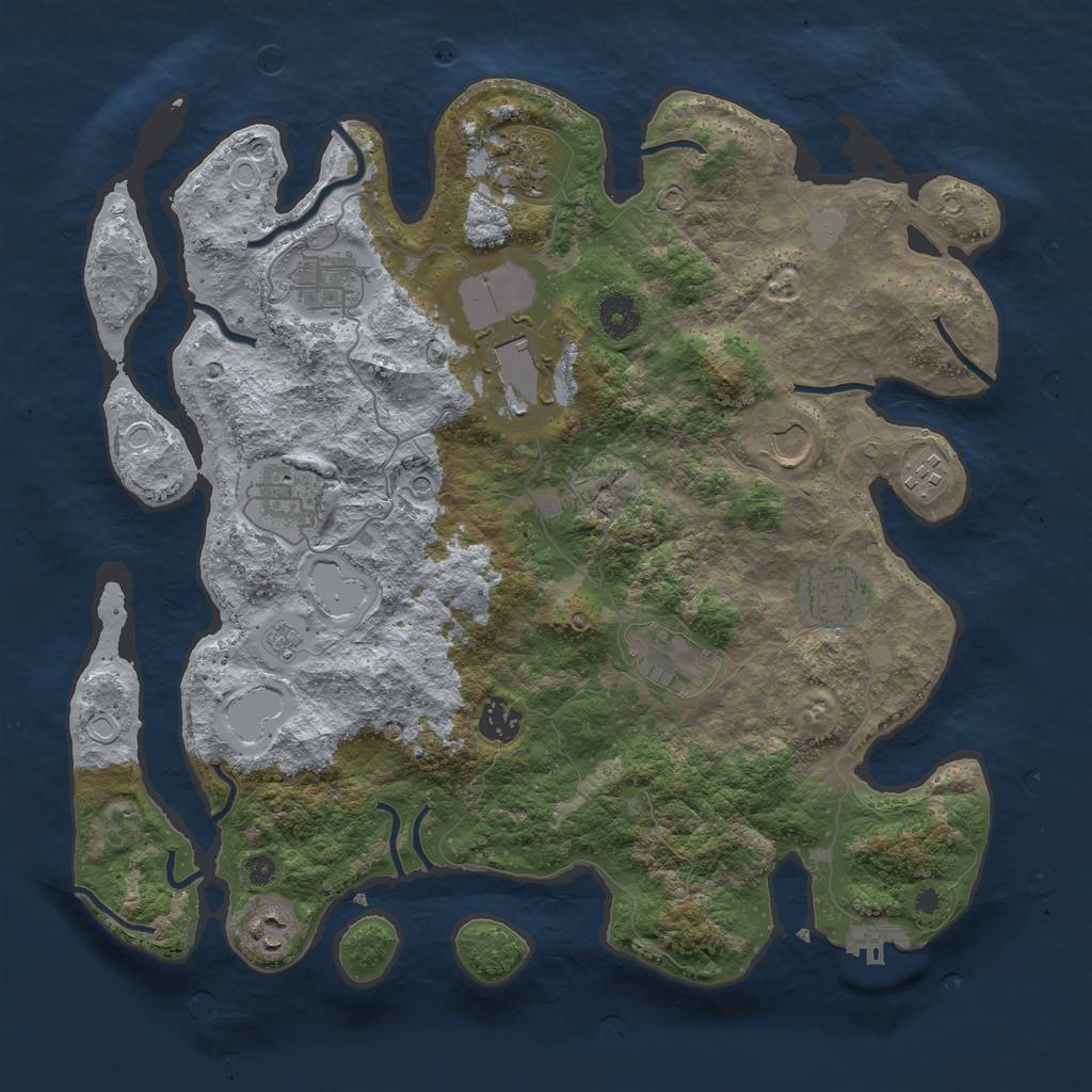 Rust Map: Procedural Map, Size: 3800, Seed: 526591, 18 Monuments