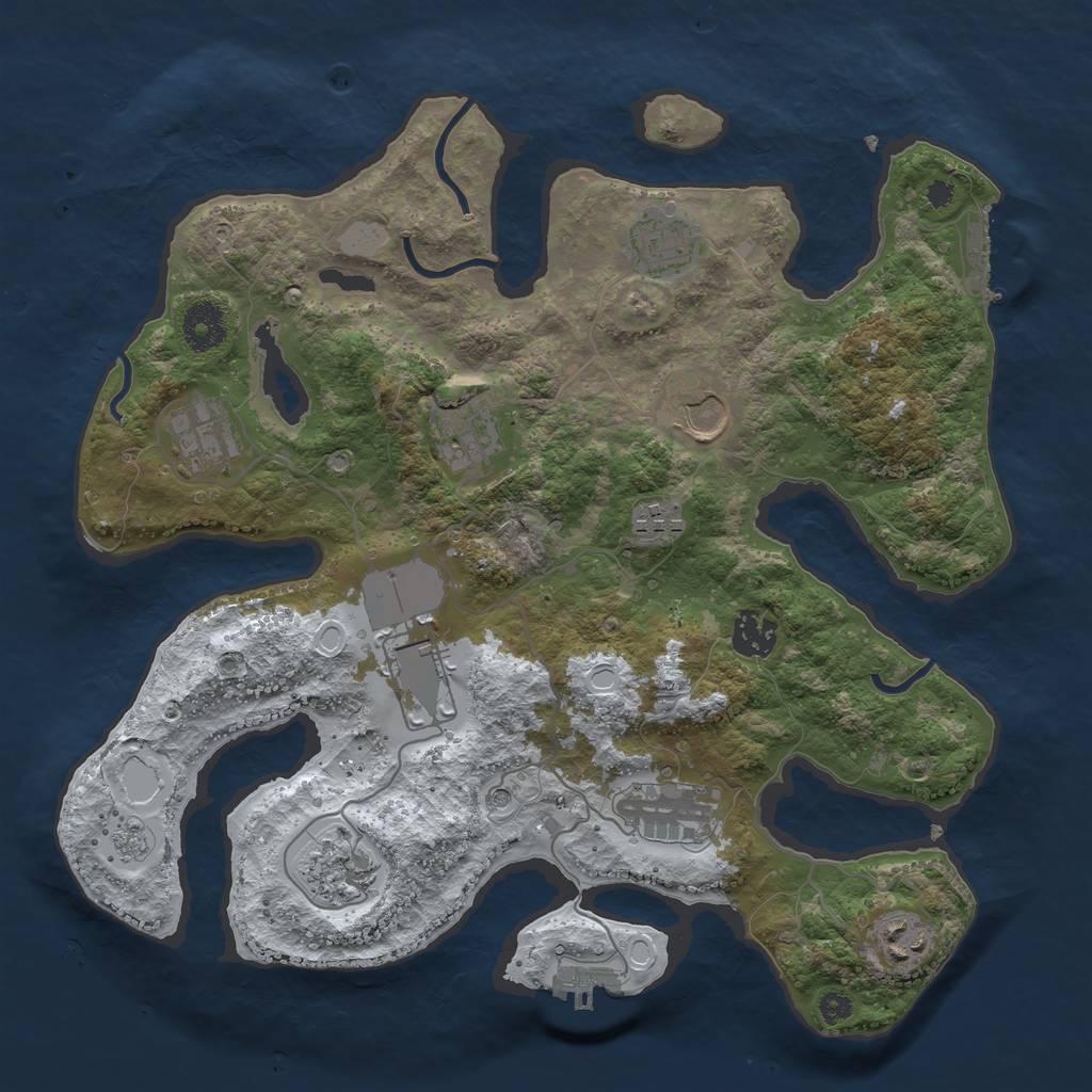 Rust Map: Procedural Map, Size: 3500, Seed: 2851645, 19 Monuments