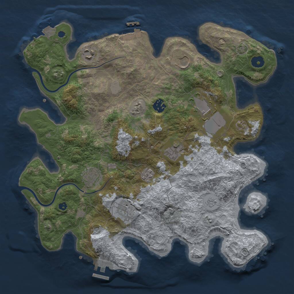 Rust Map: Procedural Map, Size: 3550, Seed: 606386, 14 Monuments