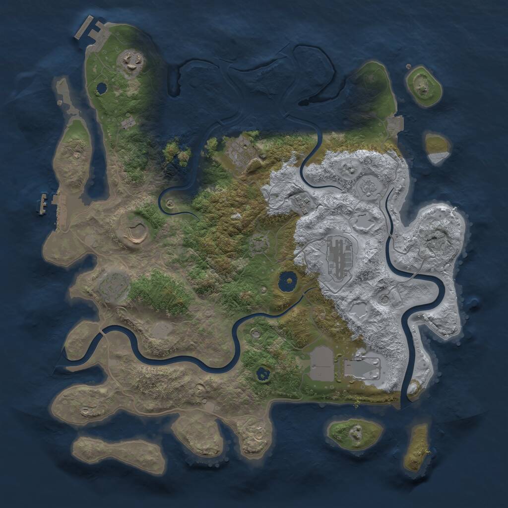 Rust Map: Procedural Map, Size: 3800, Seed: 2747944, 13 Monuments