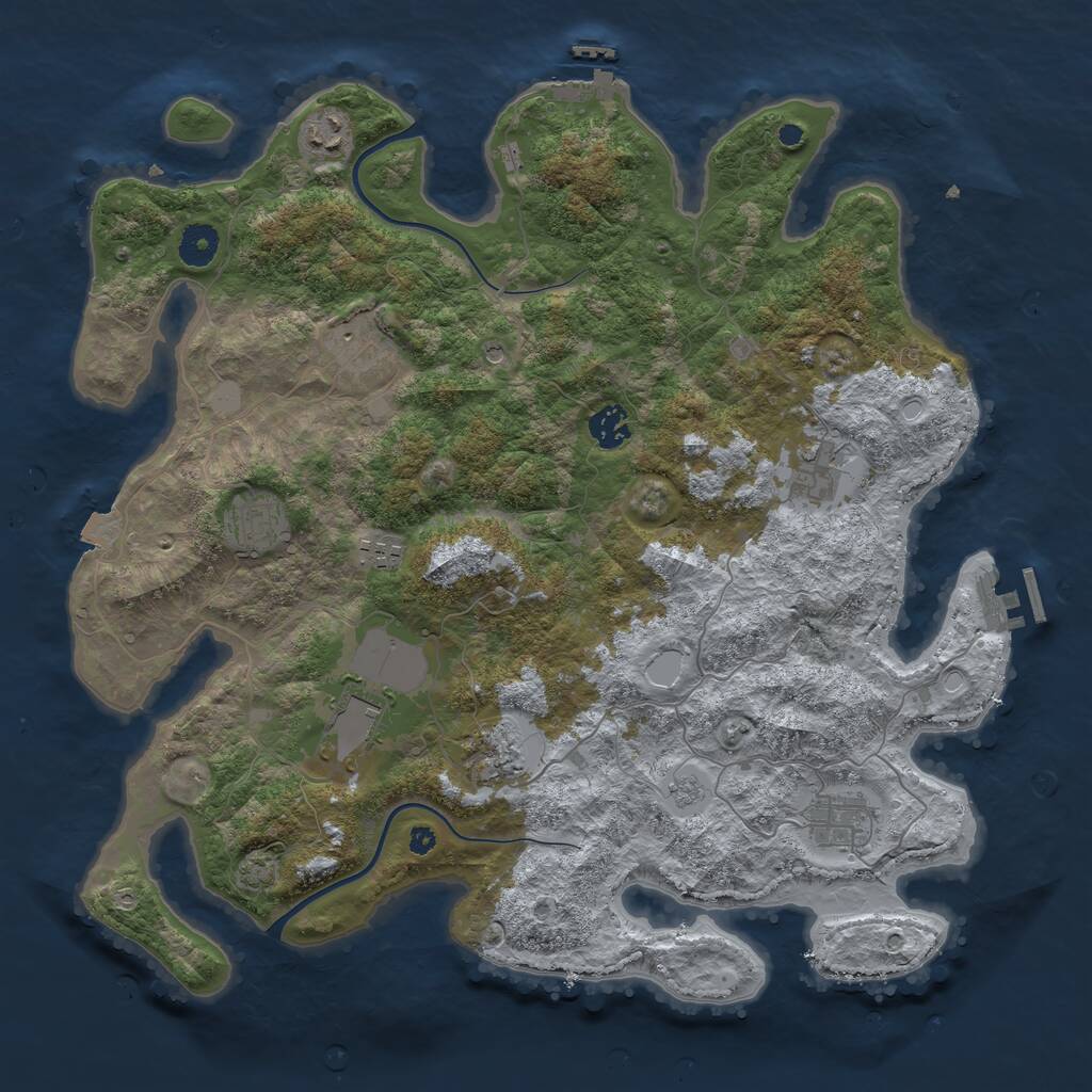 Rust Map: Procedural Map, Size: 3950, Seed: 2046481776, 15 Monuments