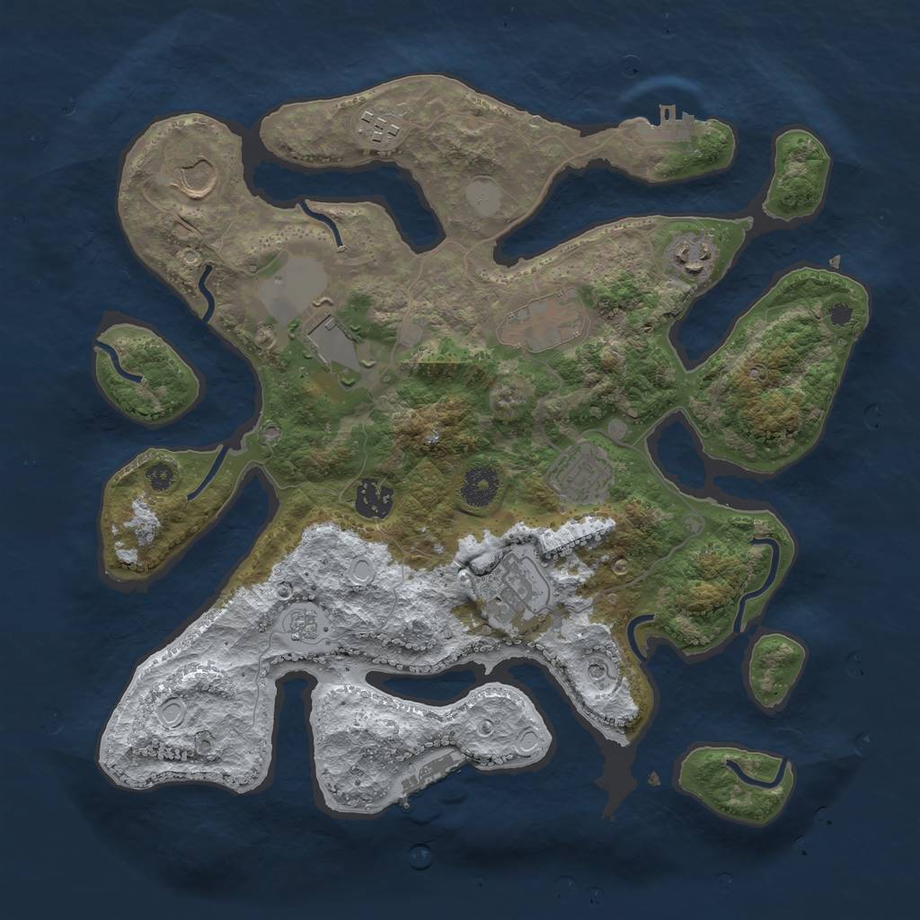 Rust Map: Procedural Map, Size: 3500, Seed: 2852832, 17 Monuments