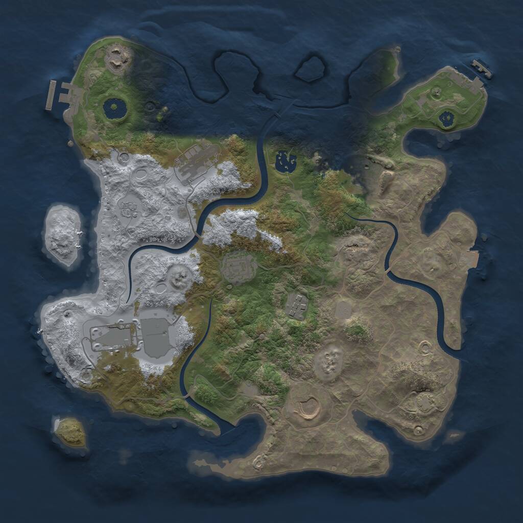 Rust Map: Procedural Map, Size: 3500, Seed: 2092327, 14 Monuments