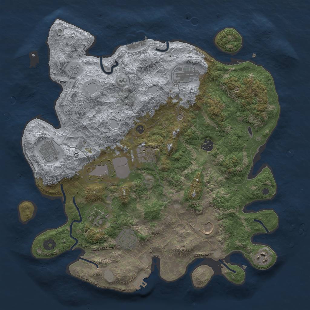 Rust Map: Procedural Map, Size: 3800, Seed: 120451, 18 Monuments