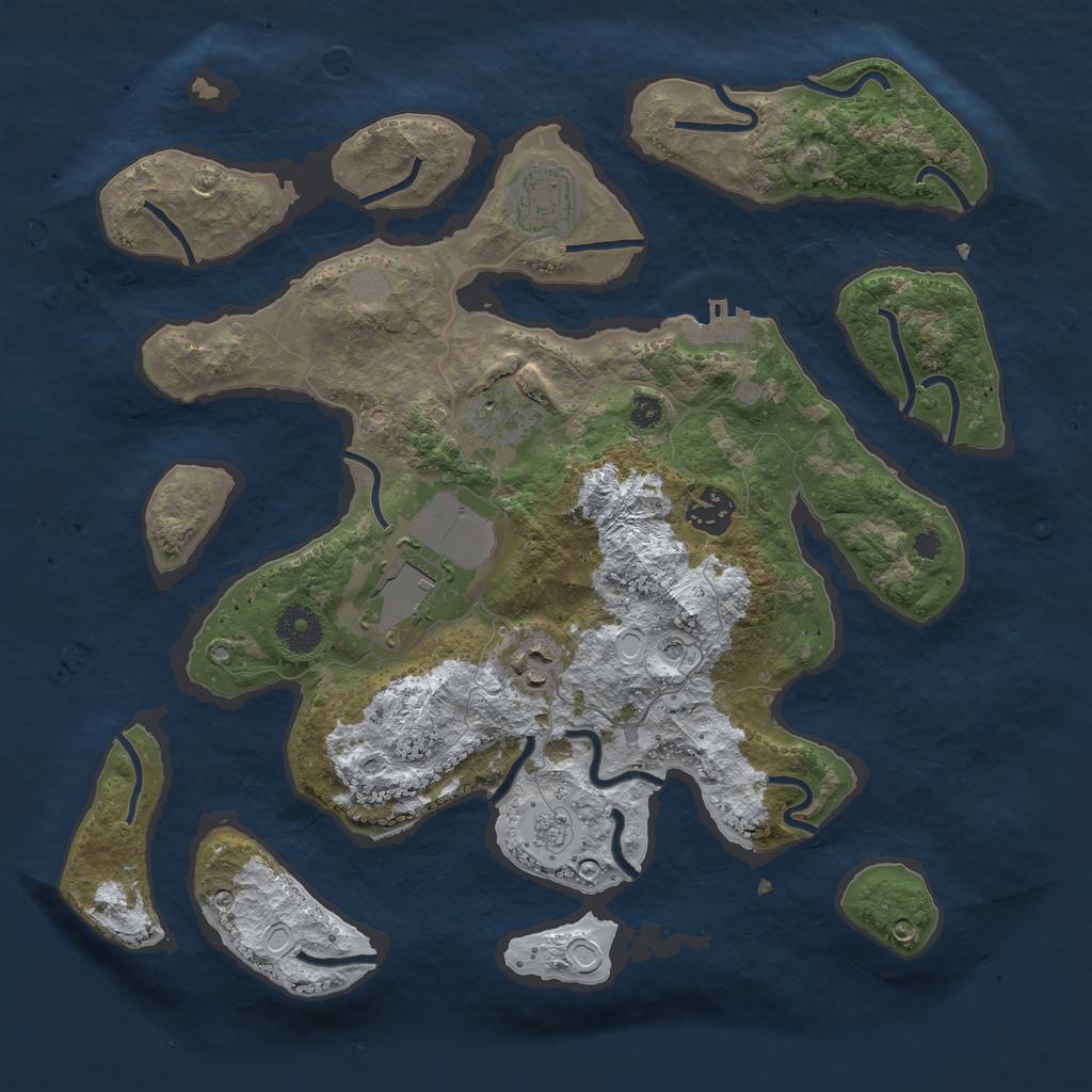 Rust Map: Procedural Map, Size: 3500, Seed: 5758161, 13 Monuments