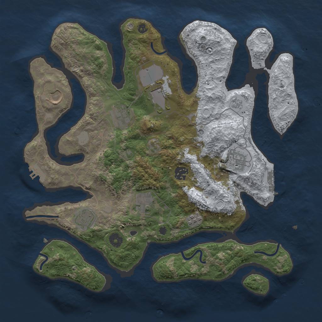 Rust Map: Procedural Map, Size: 3500, Seed: 1327144, 17 Monuments