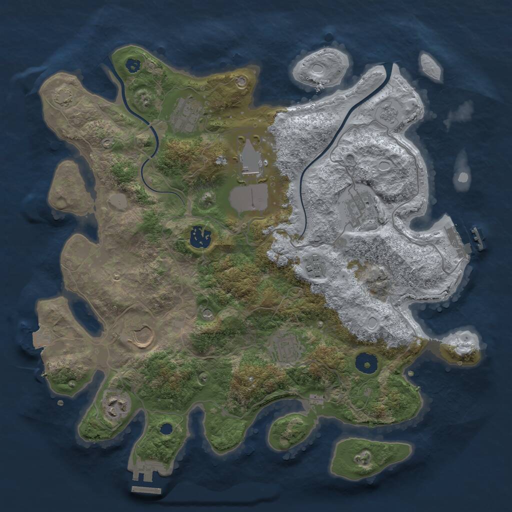 Rust Map: Procedural Map, Size: 3500, Seed: 3723451, 14 Monuments