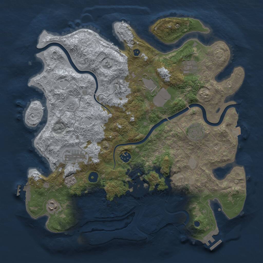 Rust Map: Procedural Map, Size: 3800, Seed: 2469245, 15 Monuments