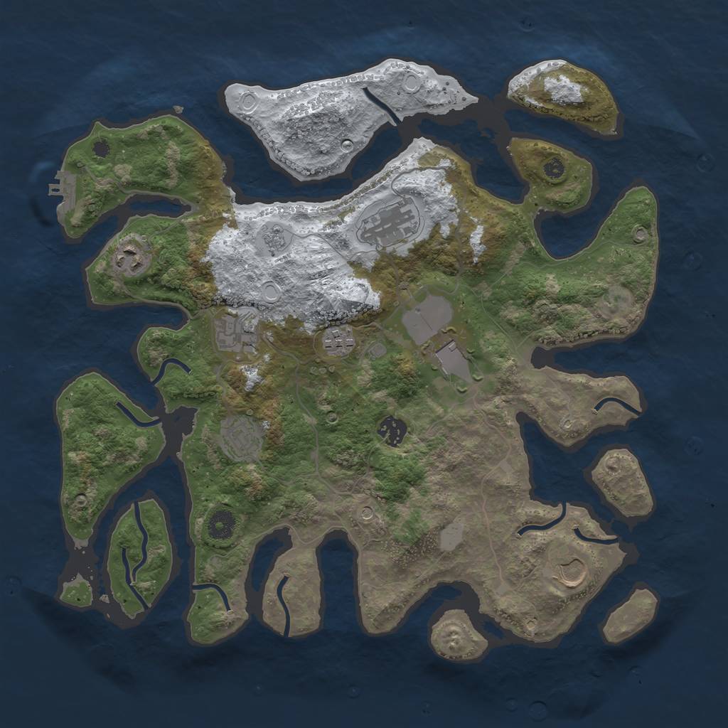 Rust Map: Procedural Map, Size: 3800, Seed: 1246263, 16 Monuments