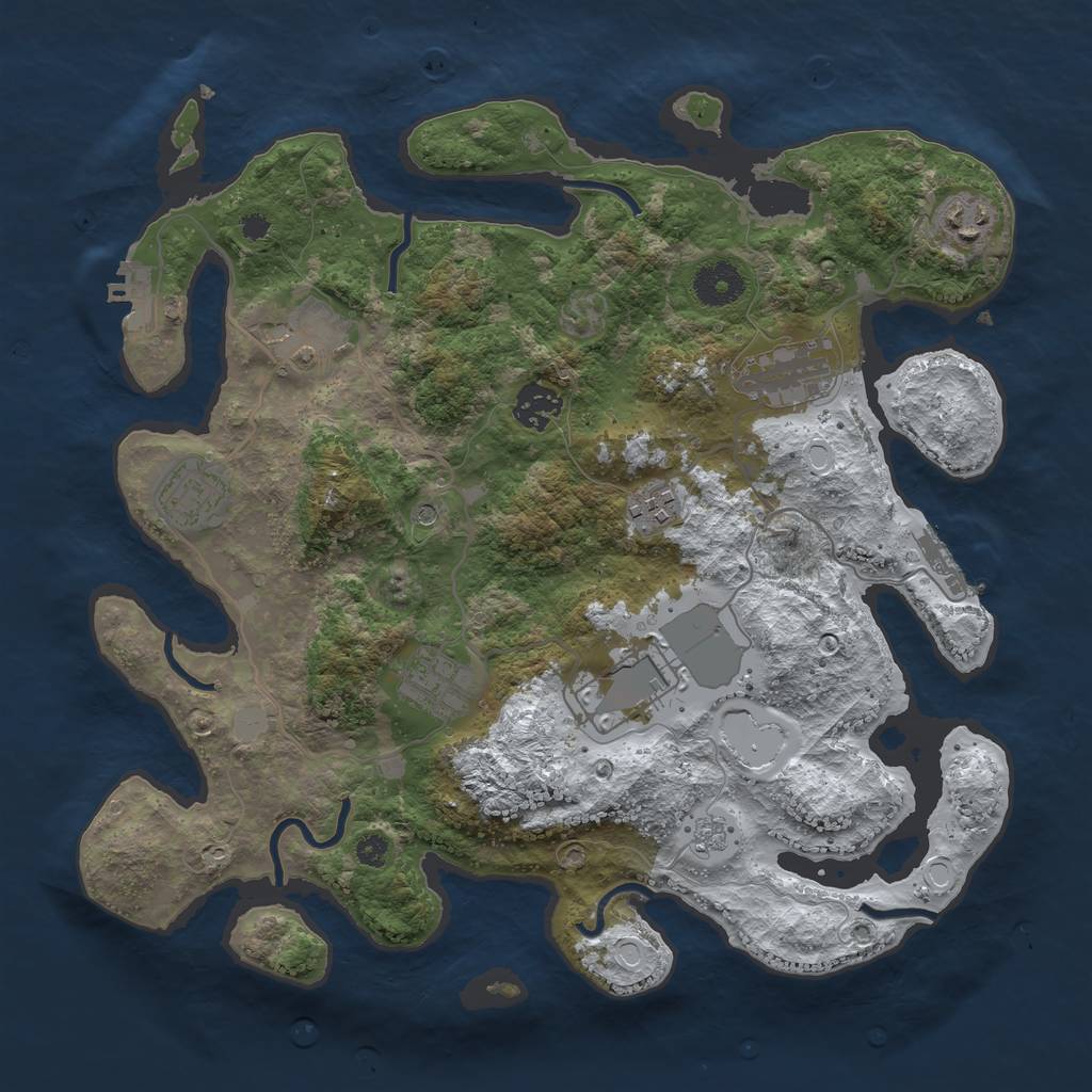 Rust Map: Procedural Map, Size: 3500, Seed: 92852290, 17 Monuments