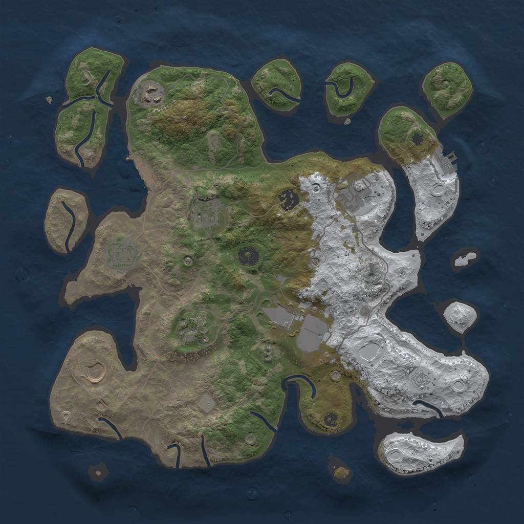 Rust Map: Procedural Map, Size: 3800, Seed: 5697654, 17 Monuments